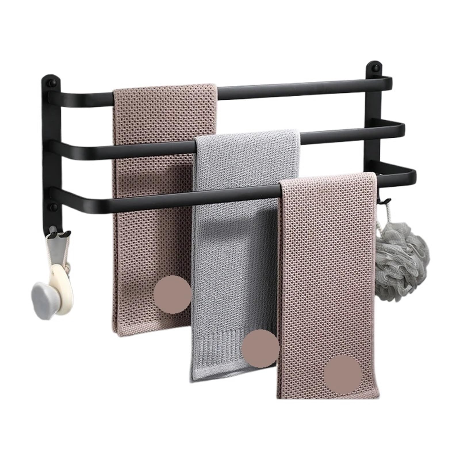 Toallero negro mate de aluminio en varios tamaños para baño y cocina