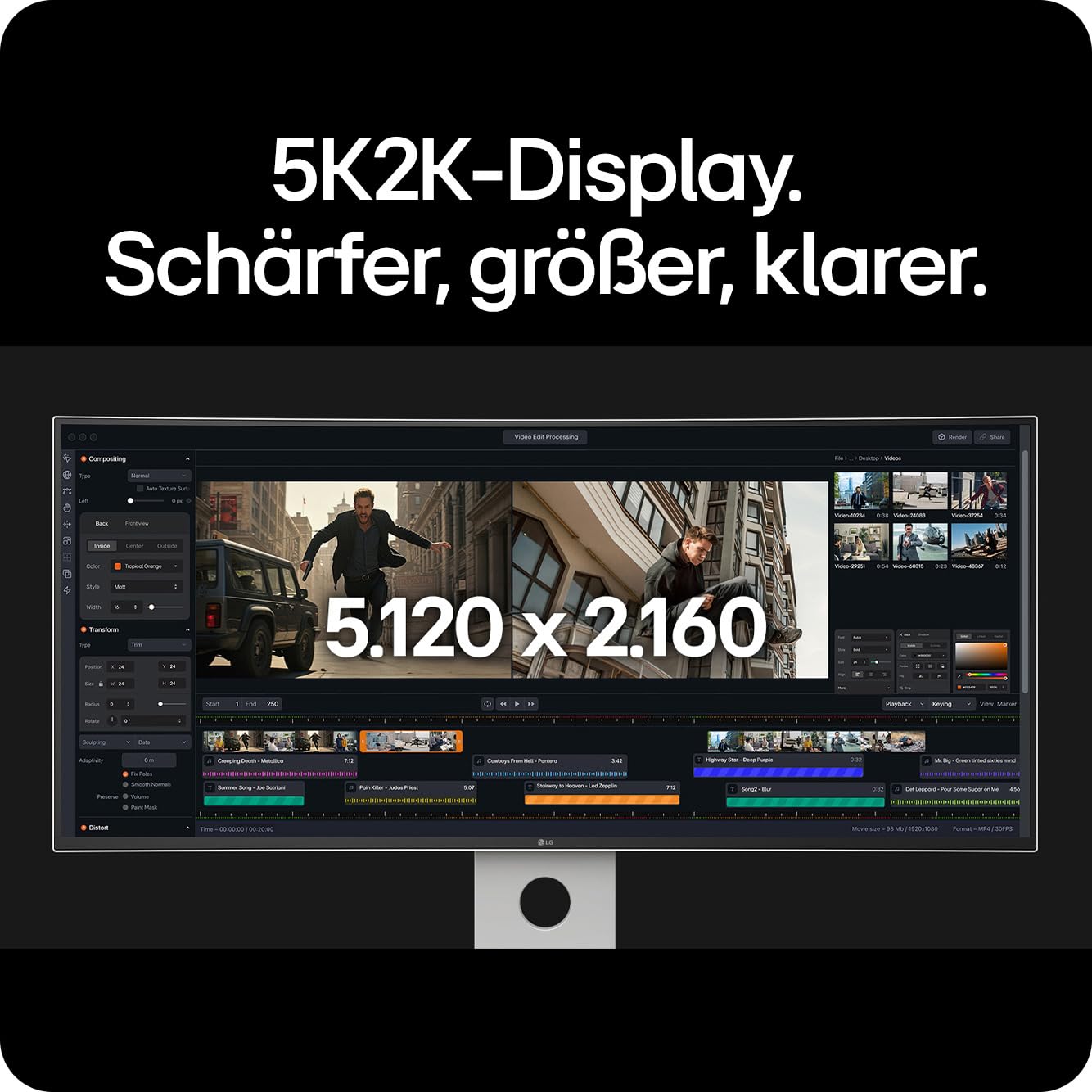 LG UltraWide 40U990A-W.AEU, 40 Zoll, 21:9 Curved 5K2K Nano IPS Black Monitor, 120Hz, AMD FreeSync Premium, DisplayHDR 600, Weiß