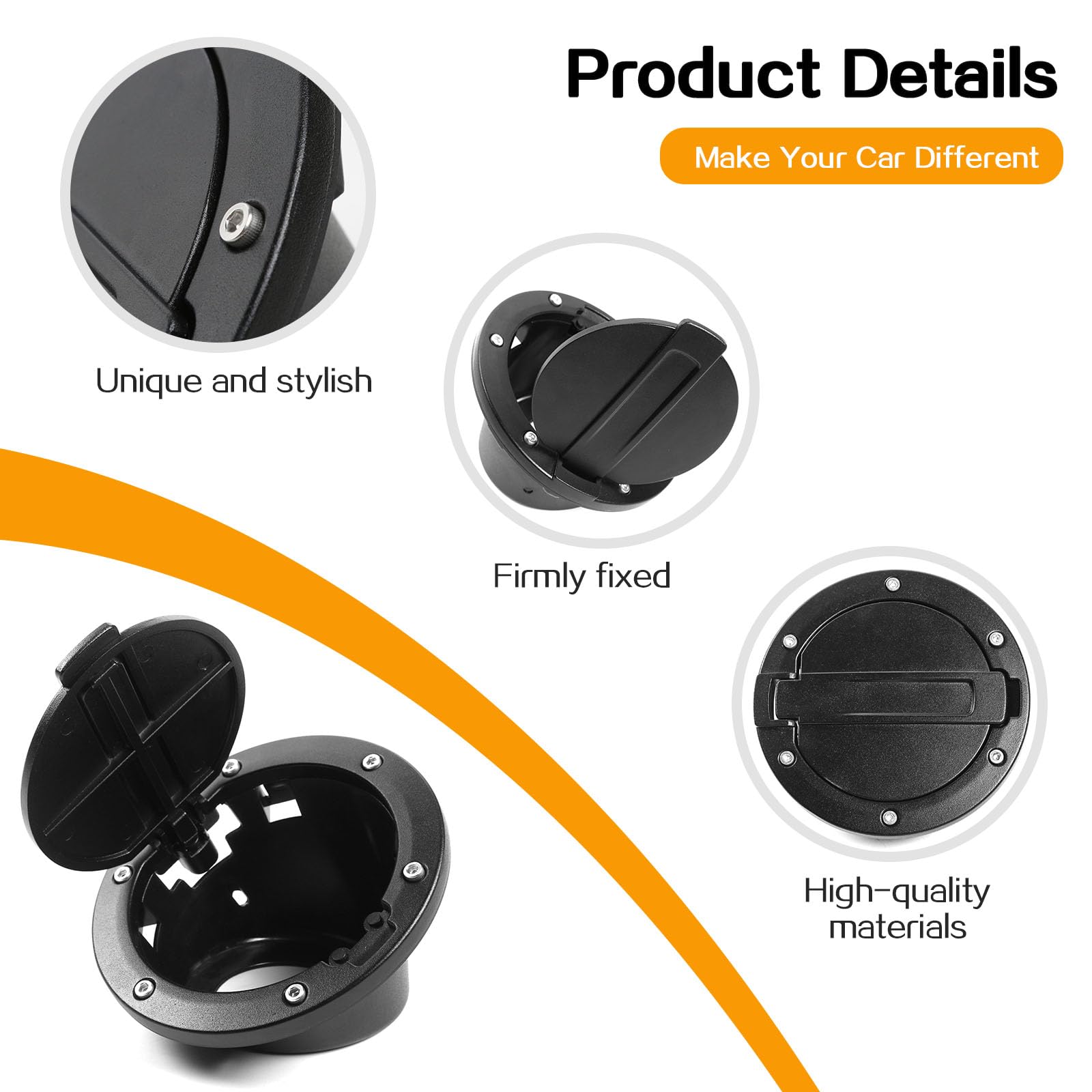 Black Aluminum Locking Fuel Filler Door Cover With Key For Jeep Wrangler JK - Direct Fit Replacement 10 thumbnail image