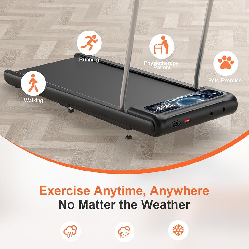 HCOIW Walking Treadmill Pad with Incline - Portable Under Desk Treadmill, Walking Mat Pad with Handle Bar, 2.5HP Low Noise, 2 in 1 Treadmills for Home Office, Remote Control with LED Screen 270LBS image 7