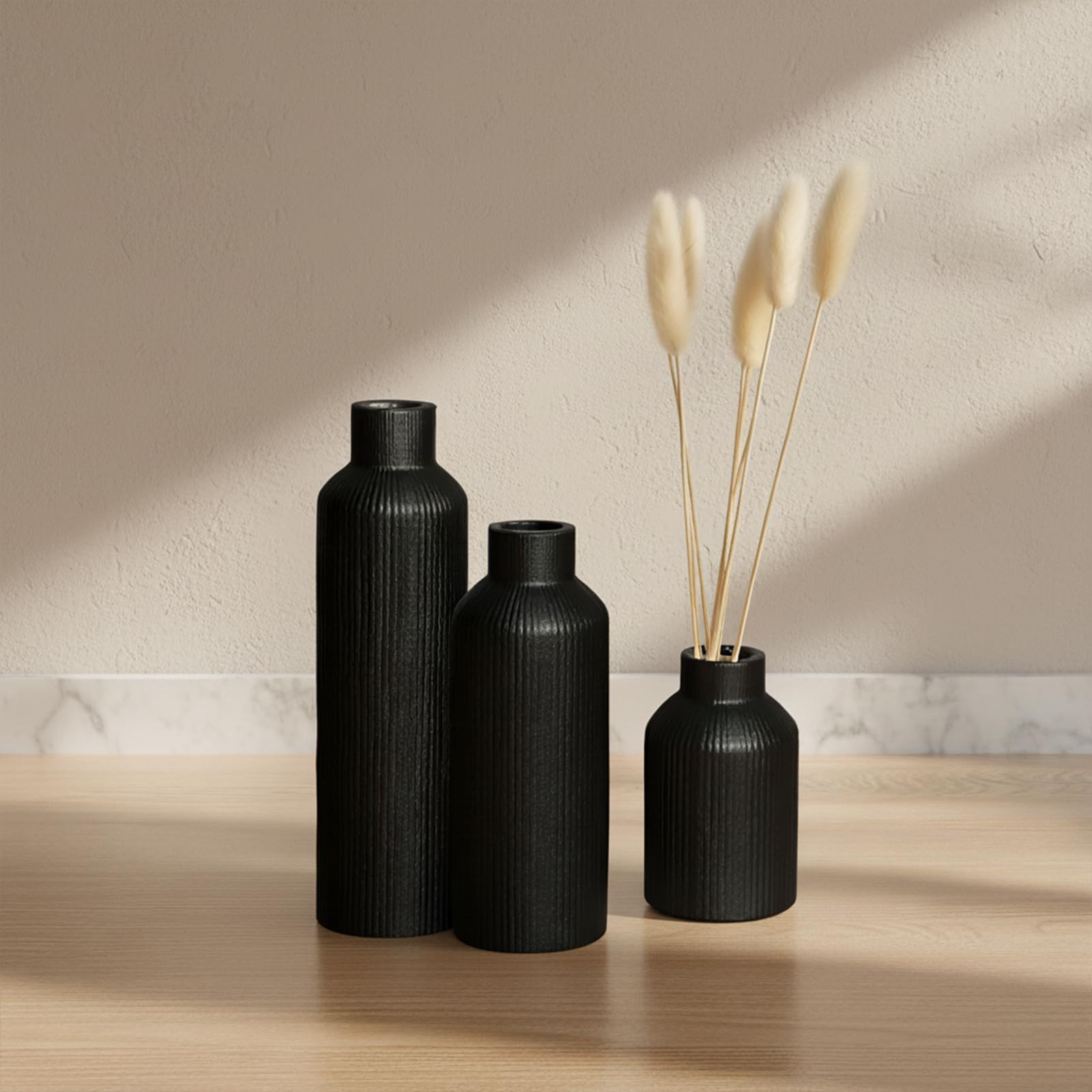 Set di 3 vasi da fiori in ceramica moderni, piccoli vasi testurizzati, decorazione per la casa, cucina, camera da letto, ufficio, soggiorno, bagno e mensola, centrotavola da 25,4 cm + 12,7 cm + 12,7