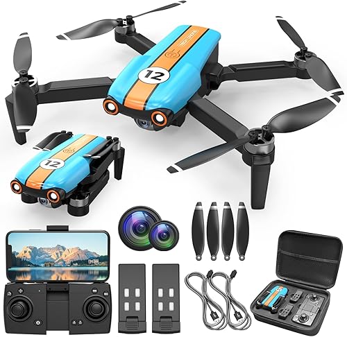 LMRC -12 RC Quadcopter con cámara UHD de 1080p para adultos, Drone FPV de 5 GHz con motor sin escobillas, retención de altitud, sígueme, ruta de