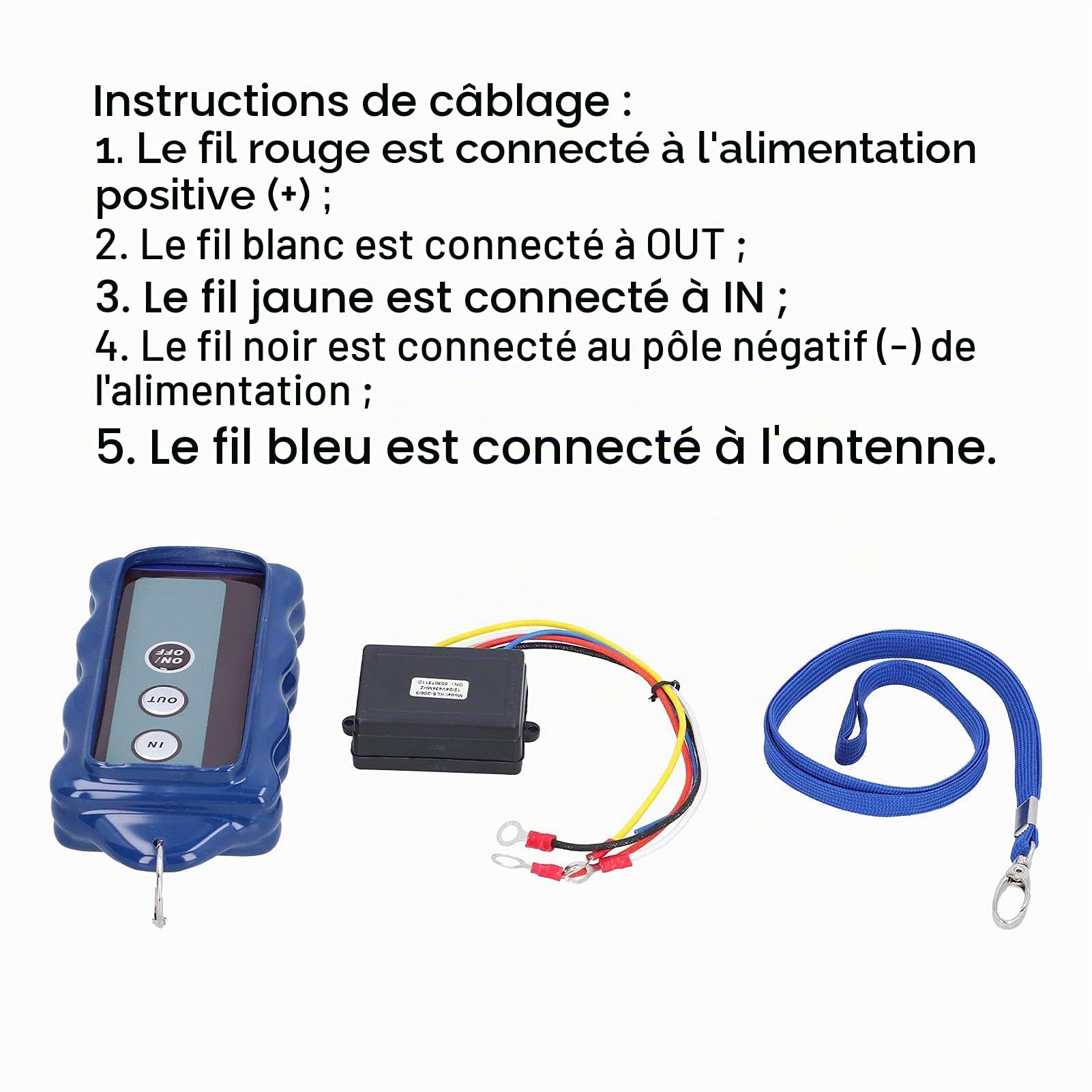 Aramox Télécommande sans Fil pour Treuil Électrique, 12V 434MHz, Portée 15m, ABS et Métal, Universel pour ATV SUV Camion