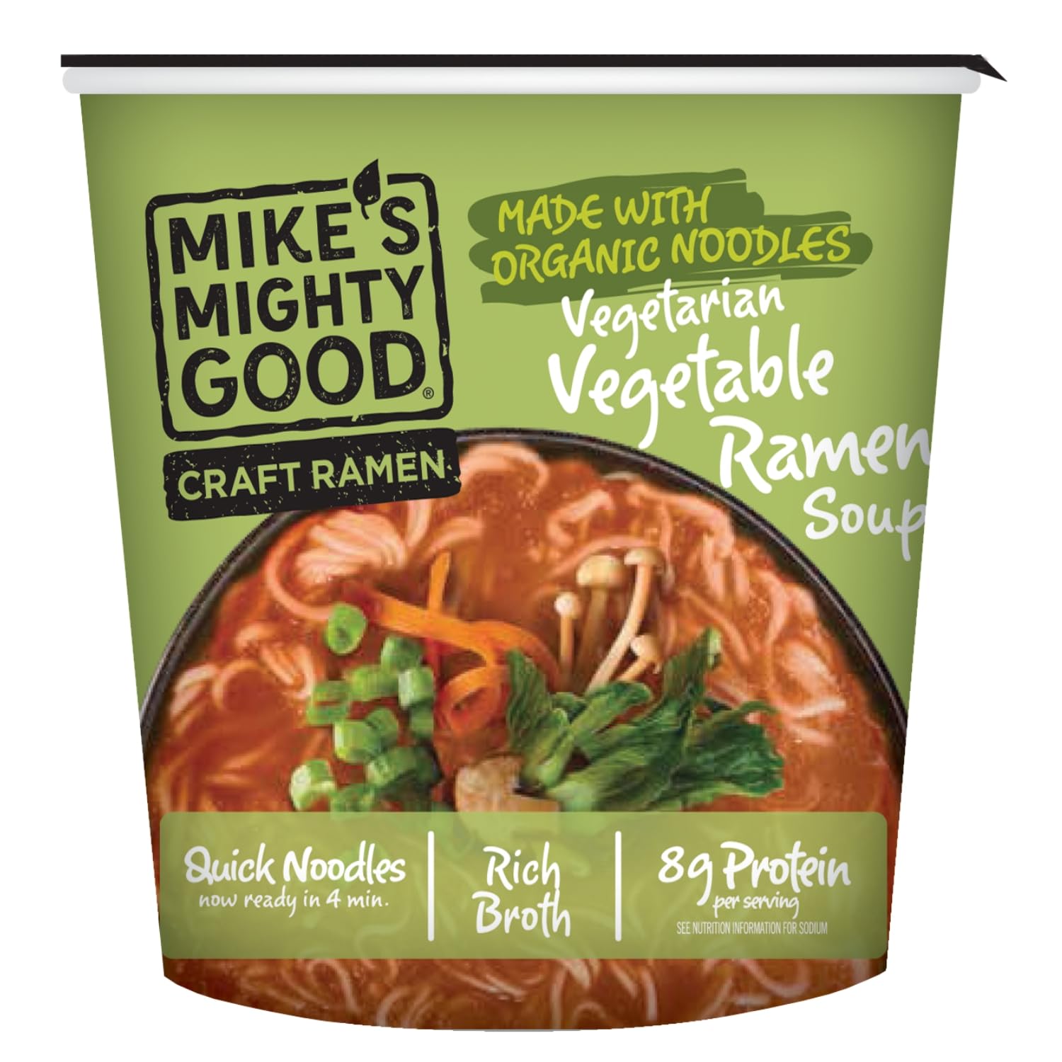 Mike's Mighty Good Vegetarian Ramen Vegetable Soup - Instant Ramen Noodles Cups - Organic Instant Noodles - Vegan Ramen Soup - 1.9 Ounces - 6 Pack