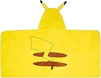 Franco Pokemon Pikachu Hooded Towel Wrap - Soft Absorbent Cotton Terry Bath & Beach Towel, 24x50" for Kids 3-7