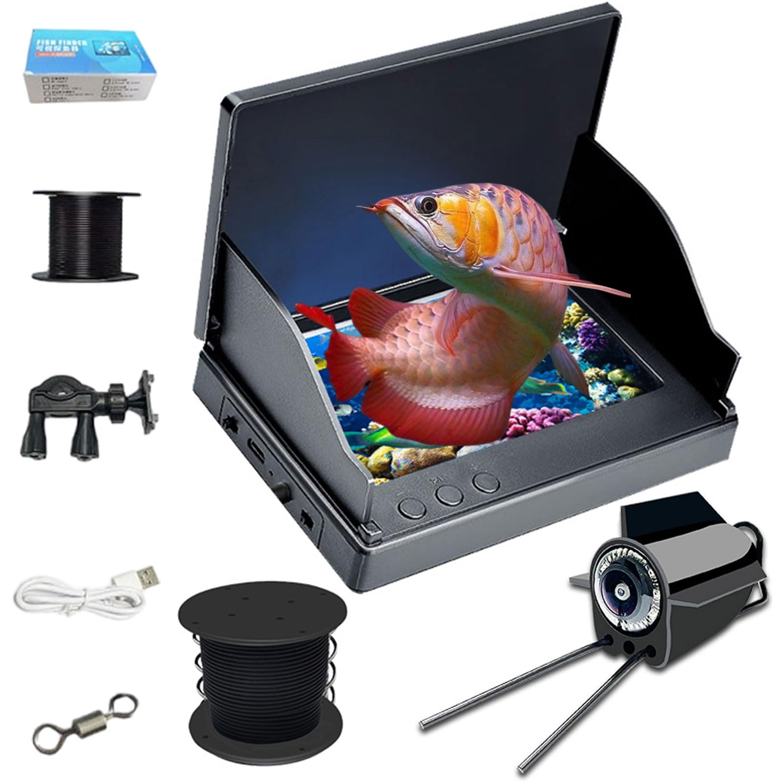 Caméra de pêche sous-marine portable, caméra de détection de poissons, caméra de vision nocturne infrarouge grand angle IP68, étanche IP68, écran IPS de 10,9 cm, câble de 30 m, caméra de recherche de