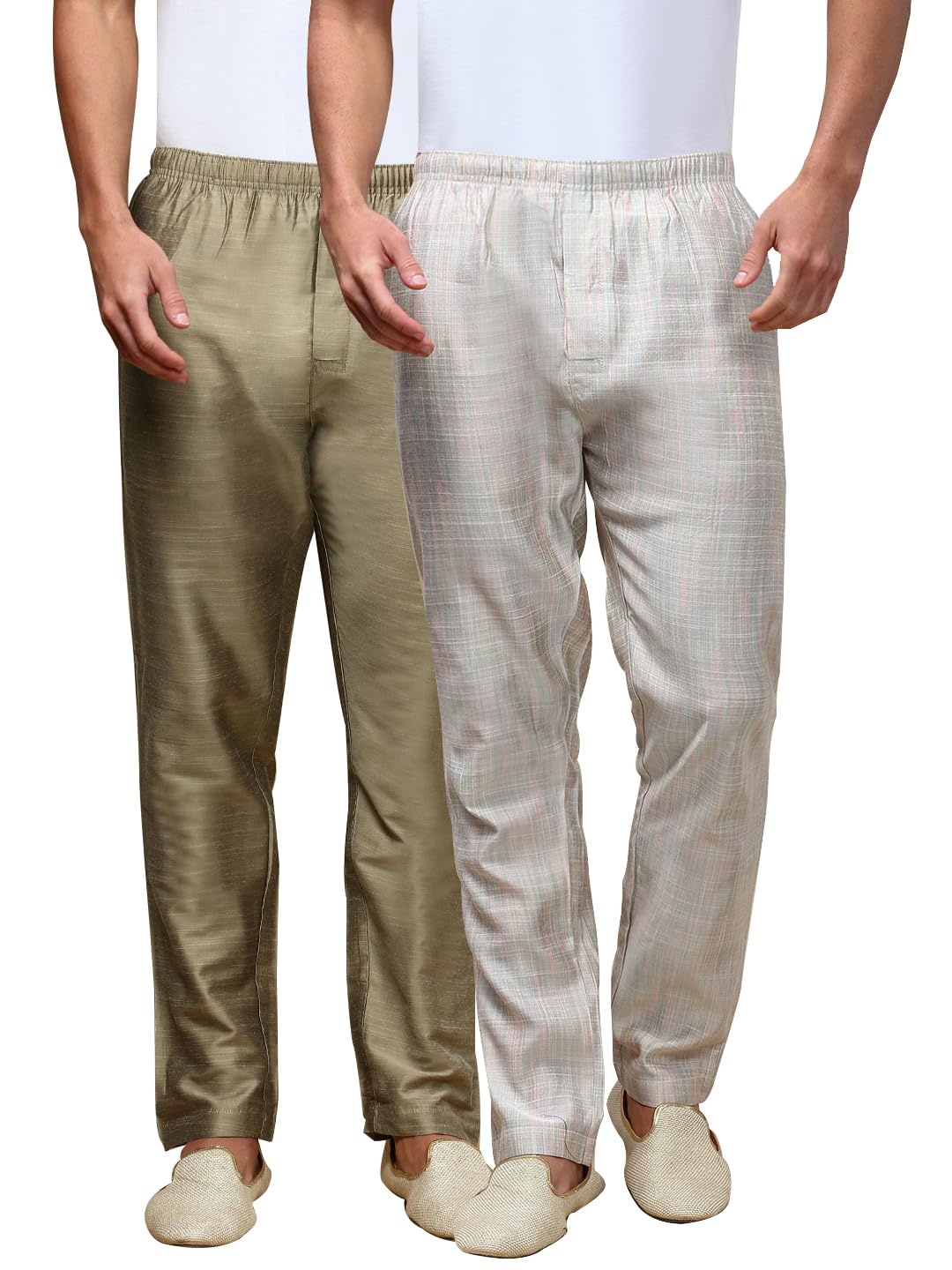 white heart Pack of 2 Mens Viscose Blend Salwar Pyjama Pant | Elasticated Waistband with Inner Drawstring, Button Closure, Side Pockets| Regular Fit Ethnic Wear Churidar Pajama-picture-24