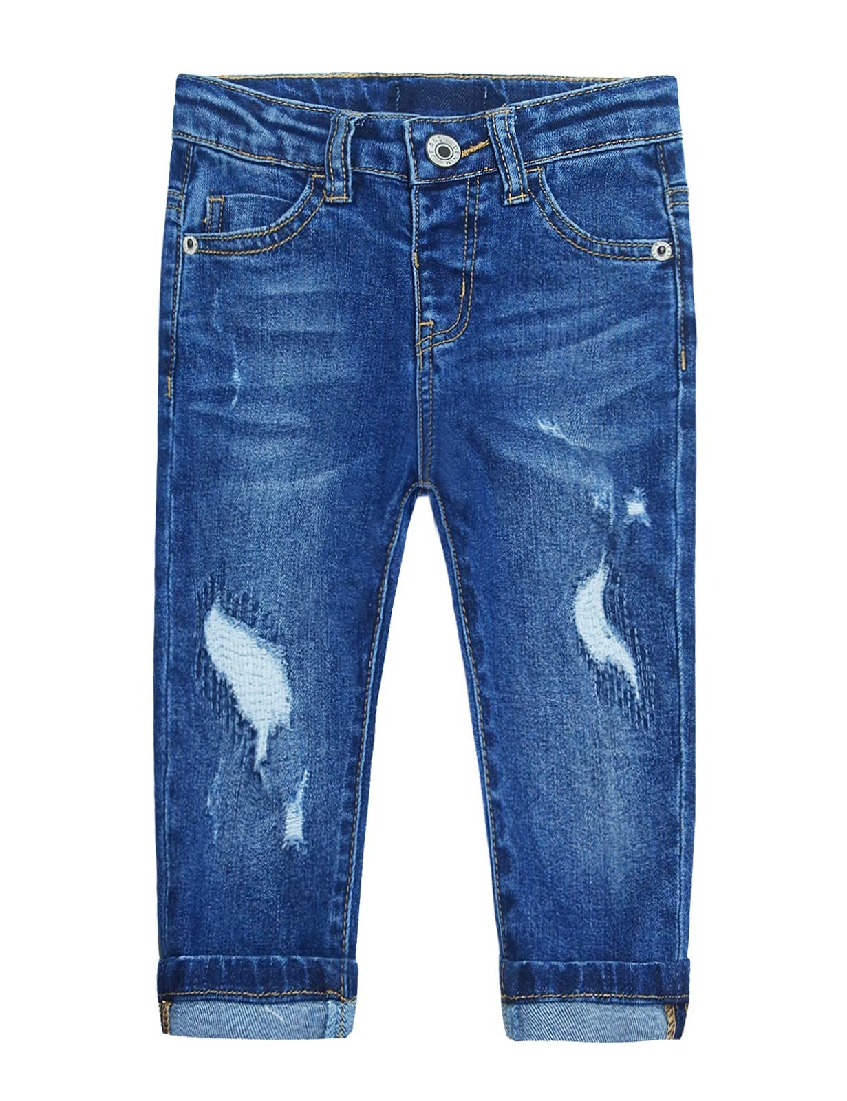 KIDSCOOL SPACE Jeans para bebés y niñas, con Banda elástica en el Interior, Pantalones Vaqueros Rasgados