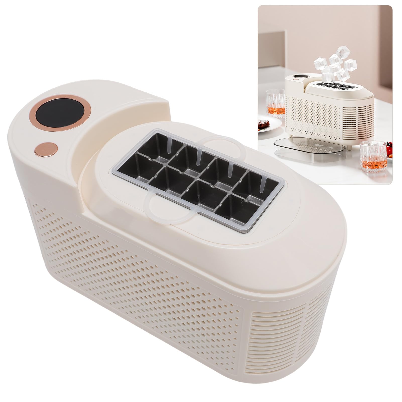 Máquina para hacer hielo de escritorio Máquina para hacer hielo automática portátil Producción rápida de cubitos de hielo para el hogar, dormitorio, oficina, camping Tamaño