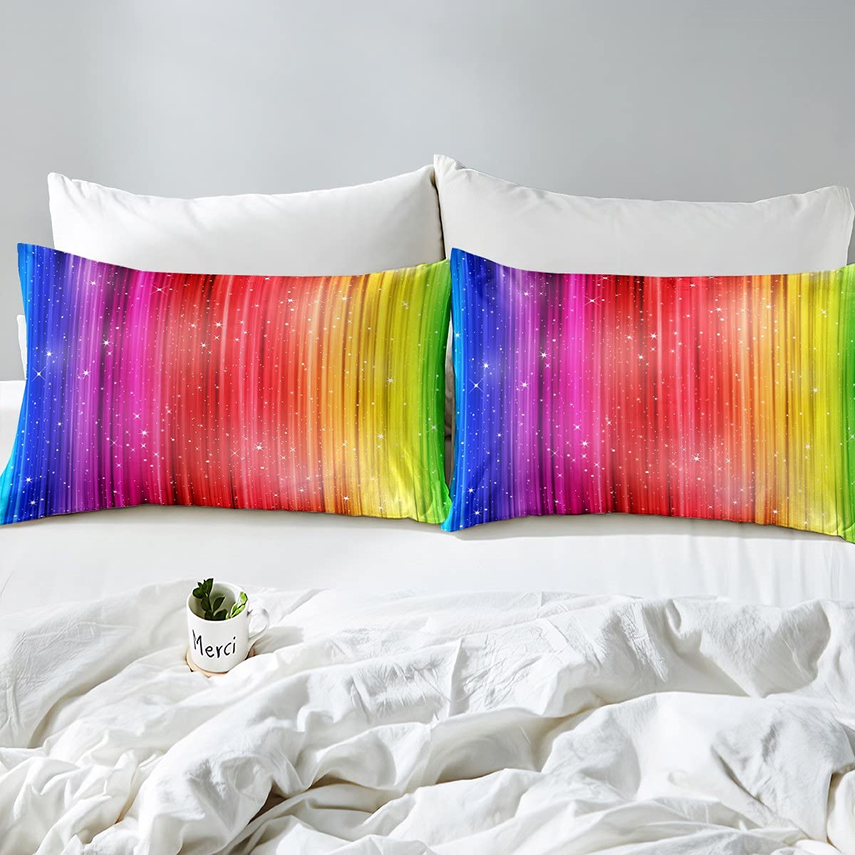 Set di biancheria da letto per bambini e ragazze, set di biancheria da letto con luci arcobaleno, set di biancheria da letto per bambini, ragazzi, ragazze, tema musicale, popstar, copriletto, 3