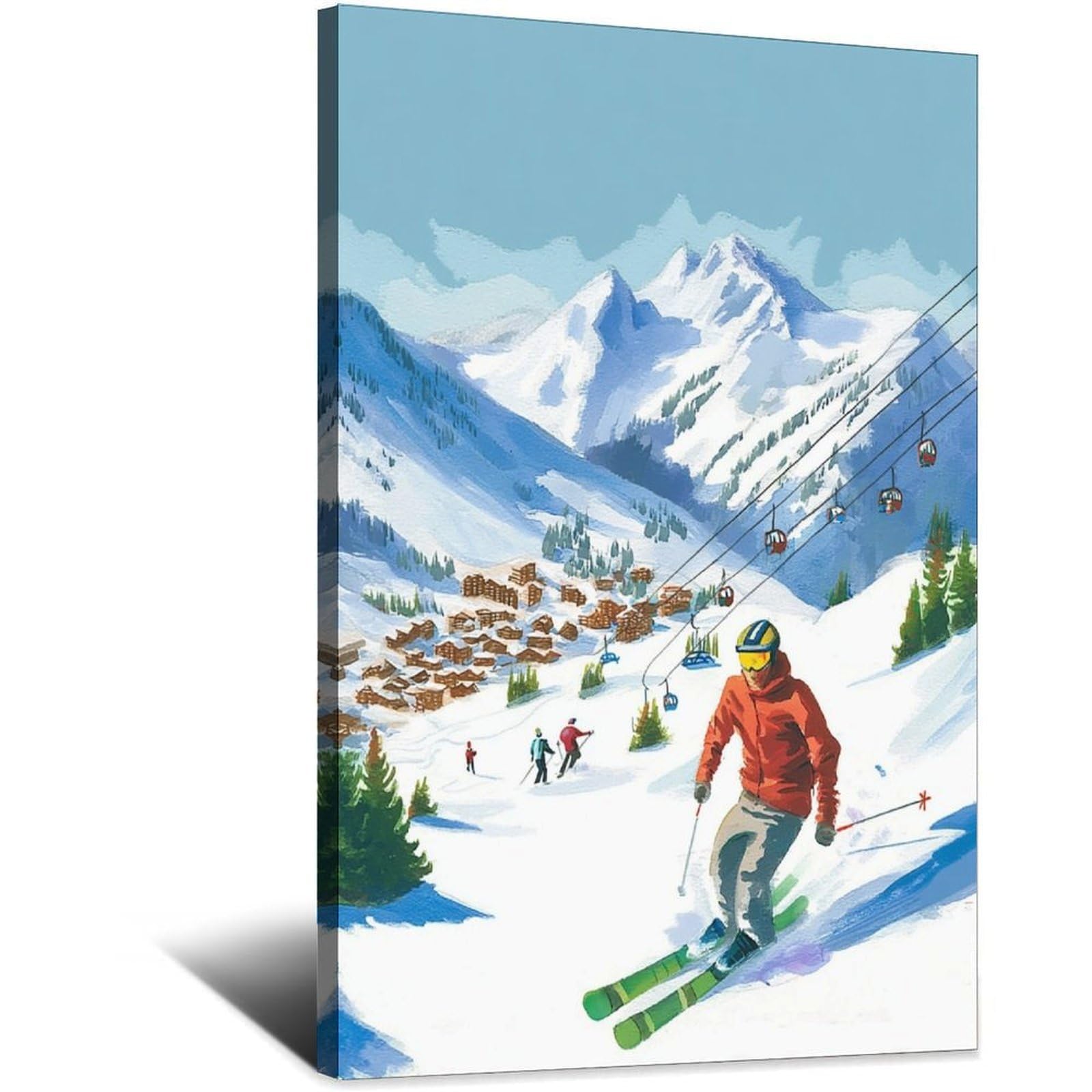 Tignes France Ski Poster 20x30inch(50x75cm) Vintage Watercolor Canvas Art