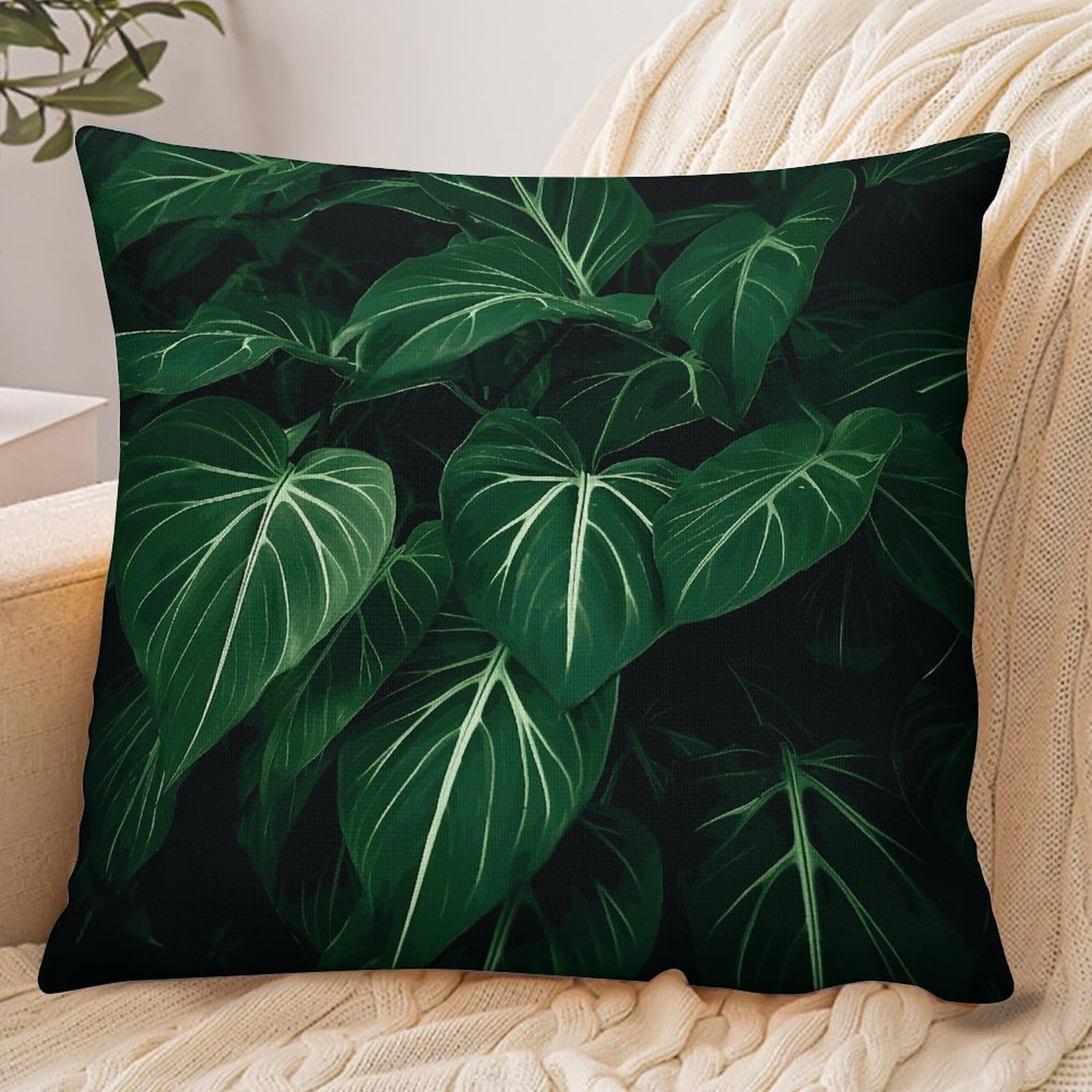 Fekiloot Style Green Long Leaves Pillowcase Pillow Sham Pillow Case