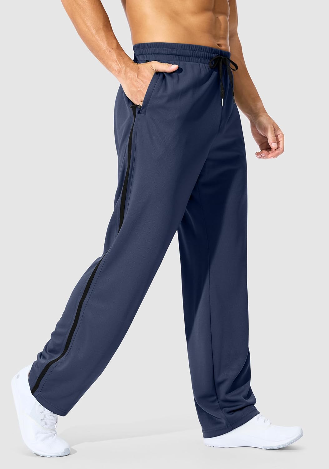 G Gradual Mens Sweatpants Lightweight Mesh Athlertic Workout Pants with Zipper Pockets (Blue, M) - Image 2