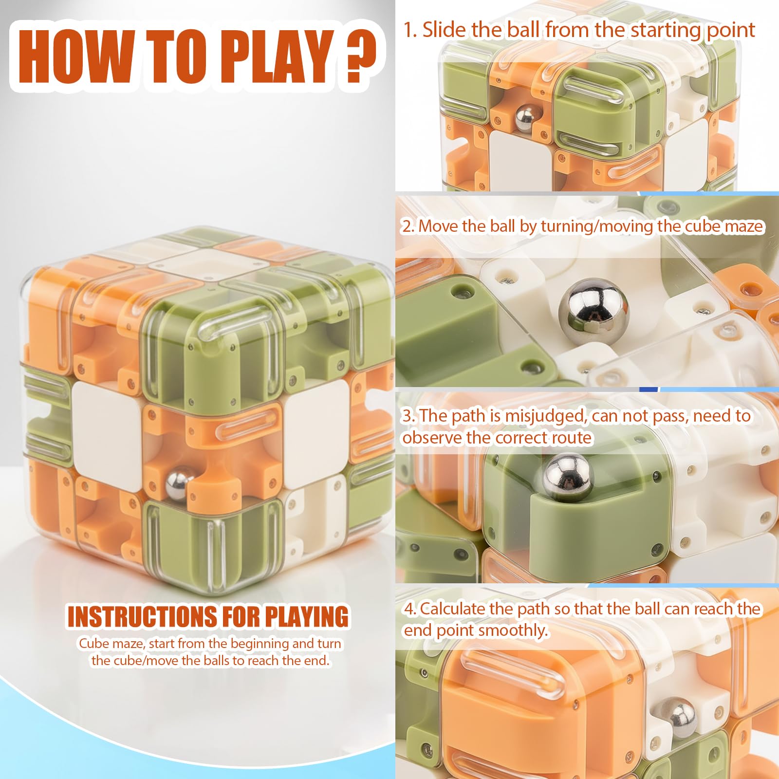 Labyrinth 3D Puzzle Maze Cube, Brain Teaser Puzzle Game for Adults and Kids Challenging and Fun - Image 4