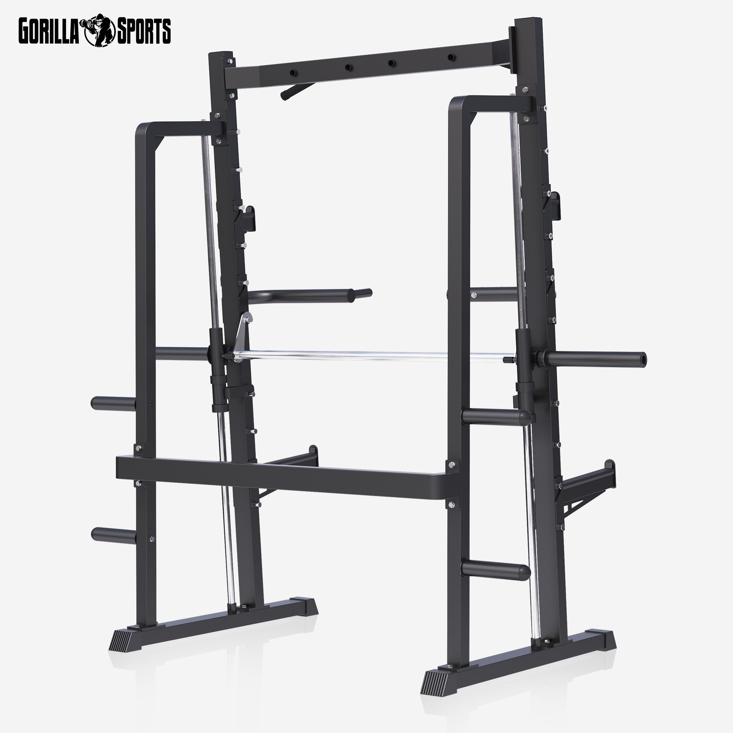 GORILLA SPORTS® Smith Machine - Pull Up Bar, Barre Guidée pour Disques 50/51 mm, Charge Max 300 kg - Cage a Squat, Machine de Sport, Power Station, Gym Equipment