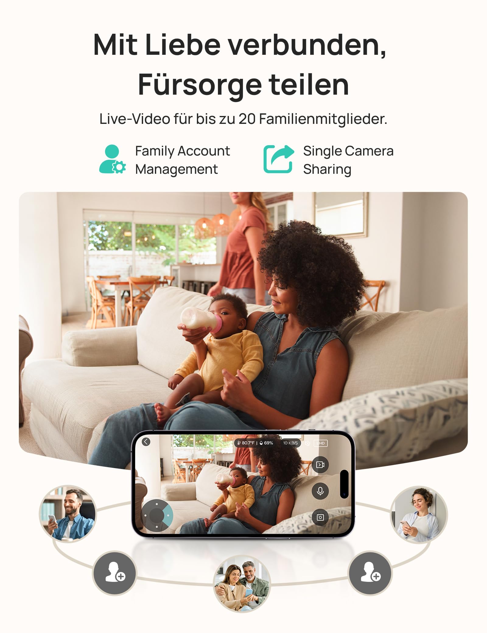 Dr.Care LumiView Plus Smart WLAN Babyphone – 5,5" 1080P FHD & 2K Kamera, Privatsphärenmodus, Multi-User, 5000mAh Akku, RGB Nachtlicht, Bewegungs- & Weinenalarm, App-Steuerung (2 Kameras + 1 Monitor)