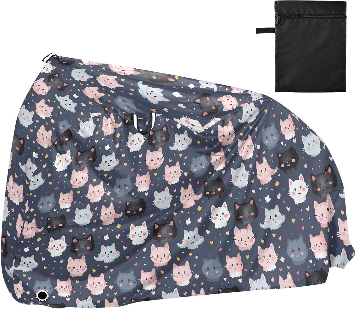 ALAZA Cat Cute Kitten Cartoon Bike Cover Waterproof Outdoor Ebike Bicycle Covers Tarp Protection for 1/2 Bikes, Sun UV Dust Wind Proof