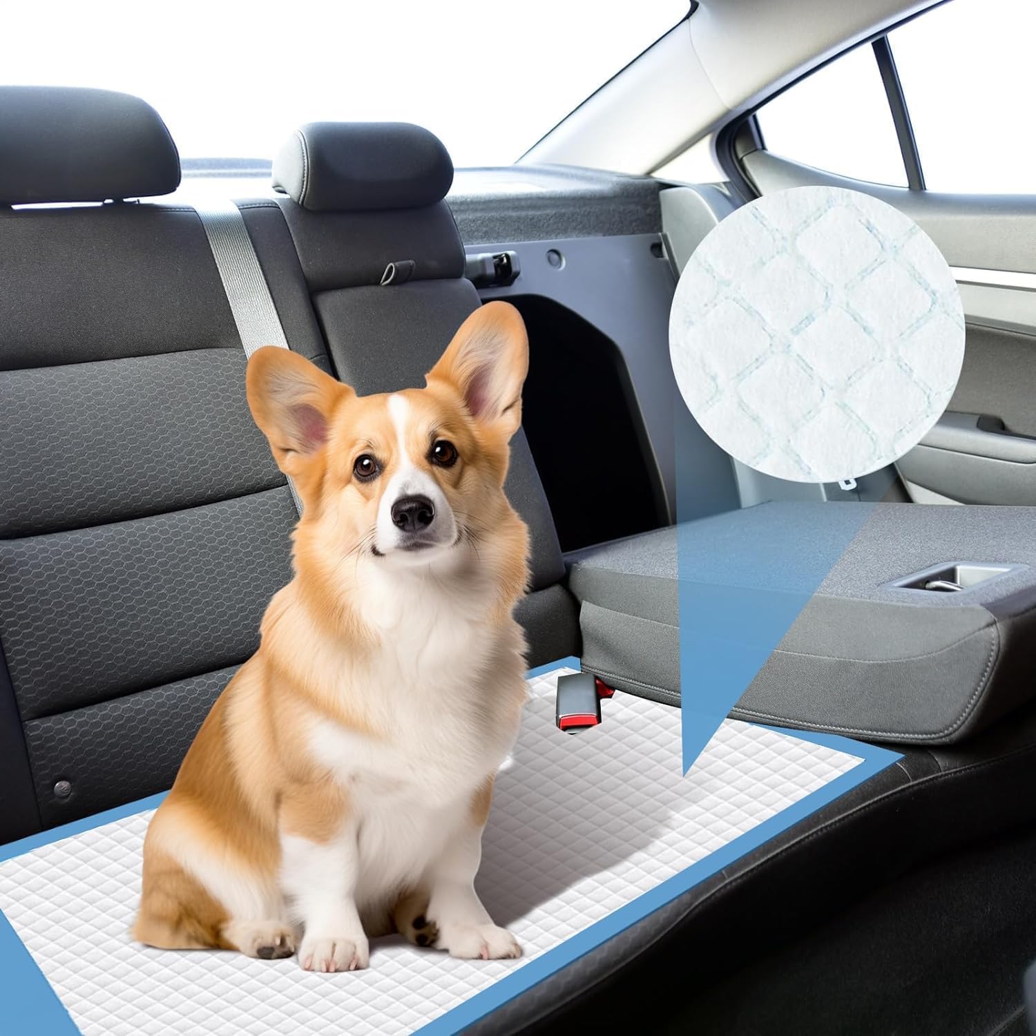 Dog and Puppy Pee Pads, 6-Layer Leak-Proof Super Absorbent, Quick-Dry Surface, Potty Training, Regular (28x30), 100 Count, Blue & White