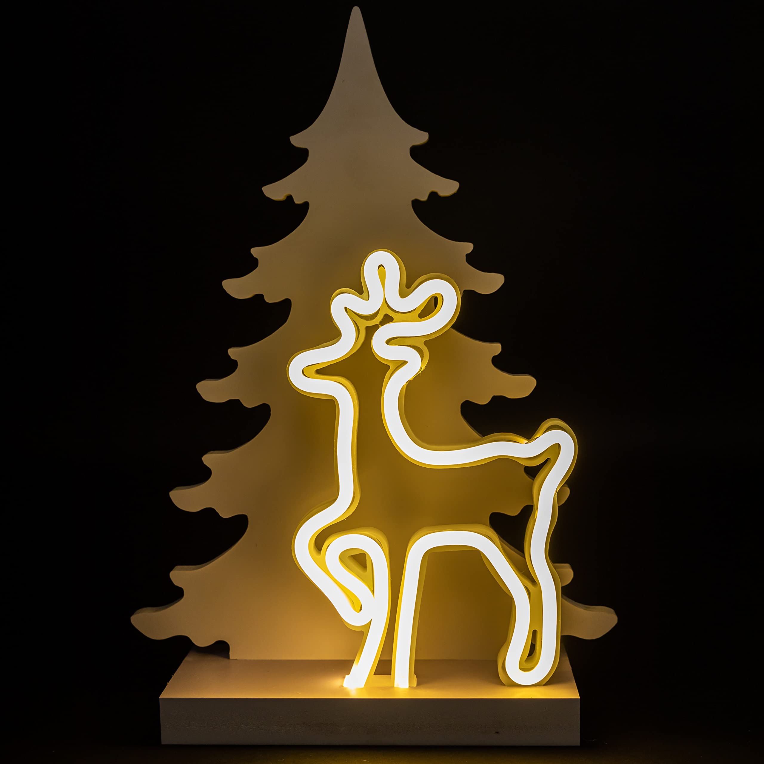 Shatchi Wooden Nativity Scene Christmas Decoration - Pre Lit LED Silhouette - Table Window Ornament - White Wood - 40cm - Battery Operated