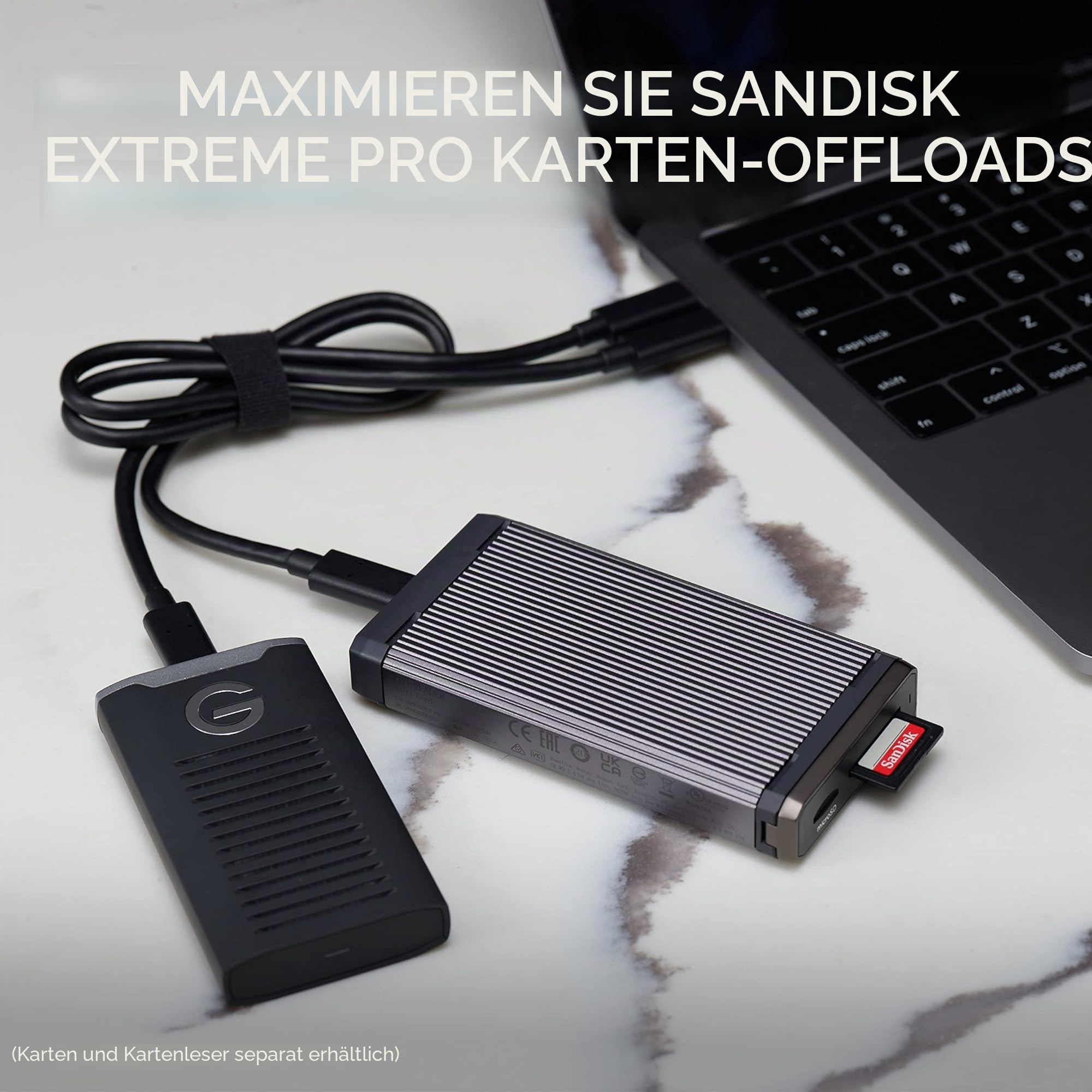 SanDisk PROFESSIONAL PRO-READER SD und microSD™, High-Performance-Kartenleser für SD- und microSD-Karten, kompatibel mit USB-C, schnelle Übertragung