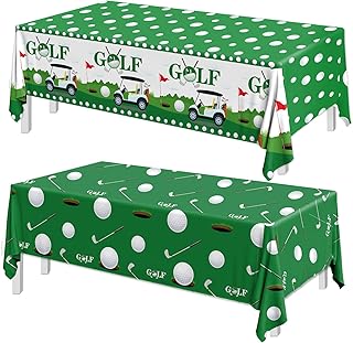 Golf Decorations Tablecloth,2pcs Golf Table Cloth Plastic Golf Party Decorations Table Cover for Sports Themed Golf Birthday Party Decorations,87 X 51 Inch