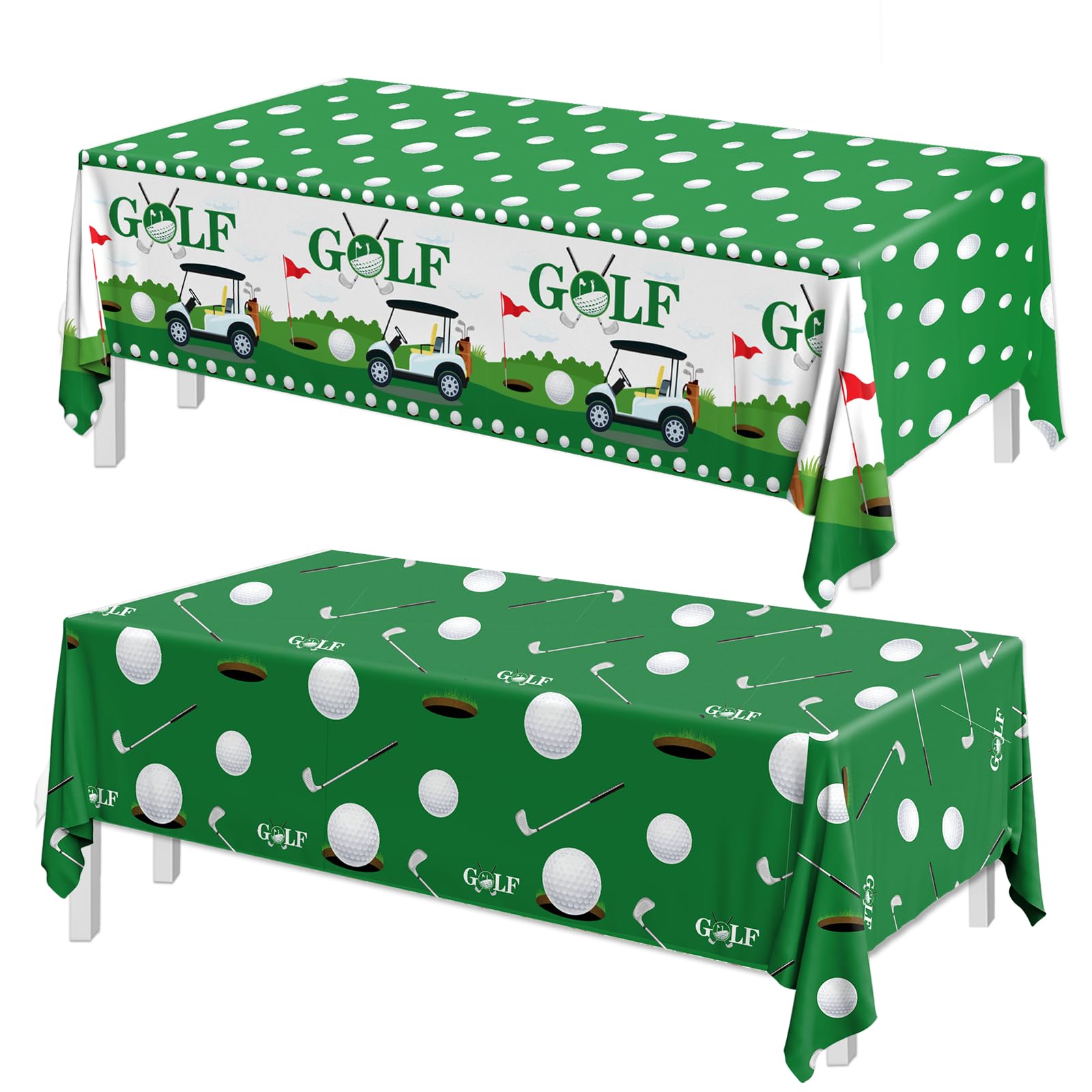OGMOGKW Golf Decorations Tablecloth,2pcs Golf Table Cloth Plastic Golf Party Decorations Table Cover for Sports Themed Golf Birthday Party Decorations,87 X 51 Inch