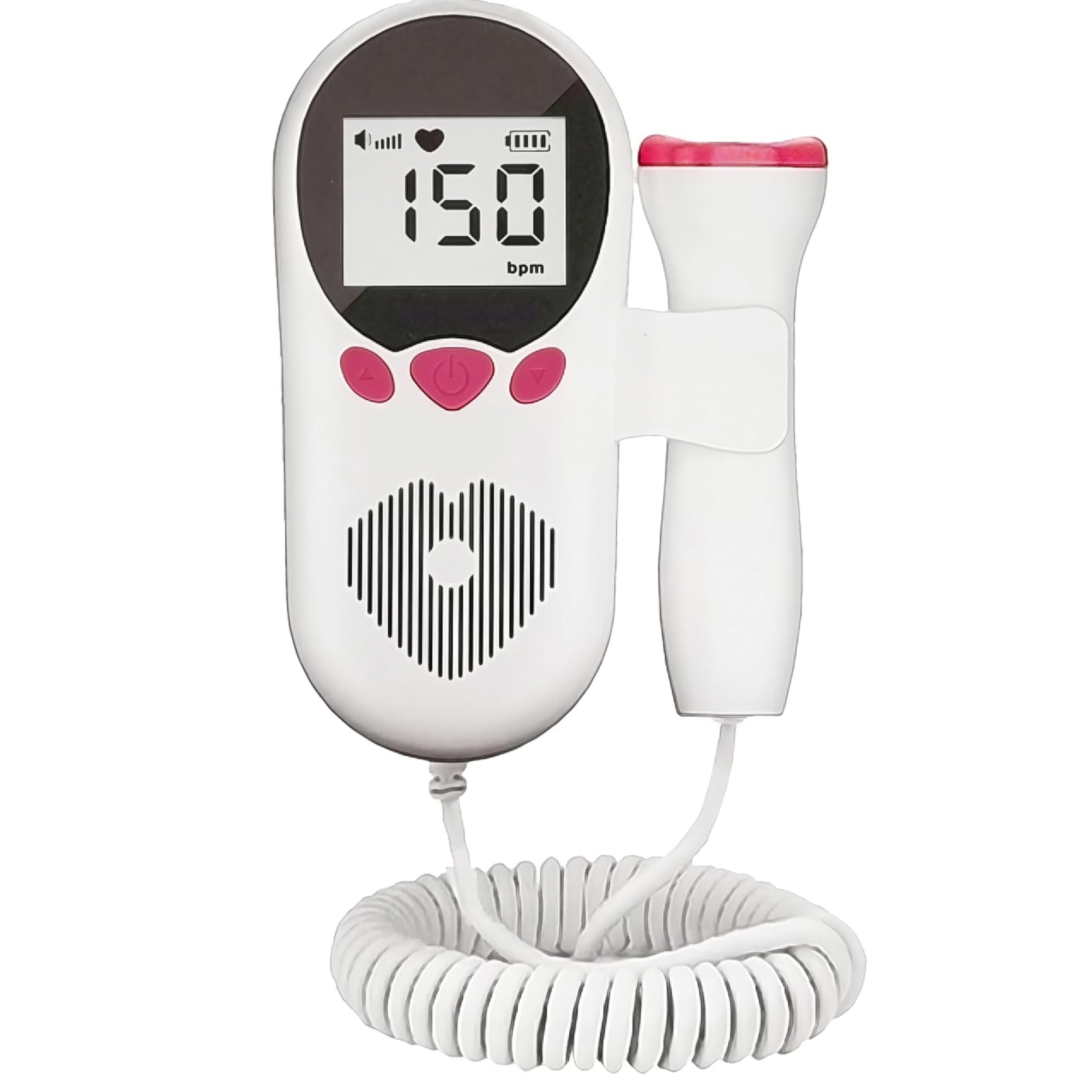 ACCUTRUST Fetal Doppler for Doctors and Mothers Fetal Heart Rate Monitor with LCD Display White Pink