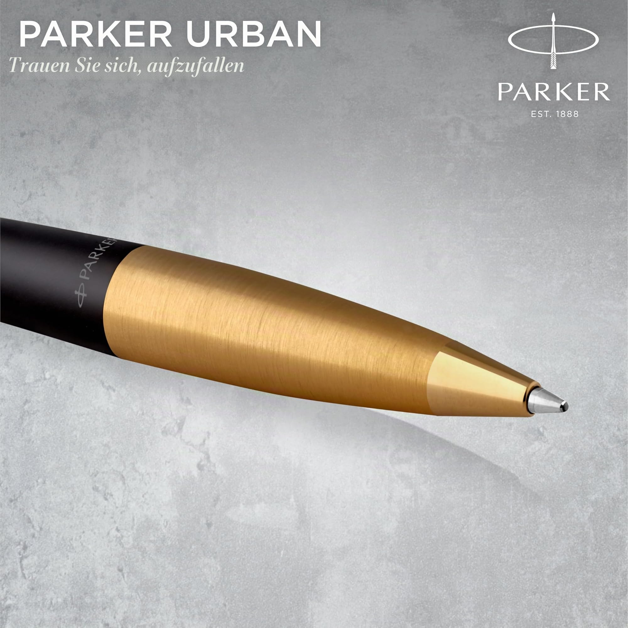 Parker Urban Duo-Geschenkset mit Kugelschreiber und Füller | schwarz-goldene Zierteile | Nachfüllmine und -patronen mit blauer Tinte | Geschenkbox
