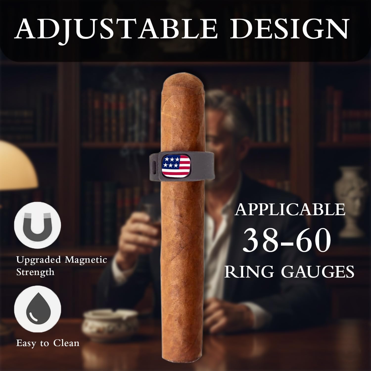 Magnetic Cigar Clip with Adjustable Design - Fits 38-60 Ring Gauge Cigars - Portable Clip for Golf Cart, Grilling, Fishing & Outdoor Accessories - Secure Magnetic Lock & Universal Compatibility image 3