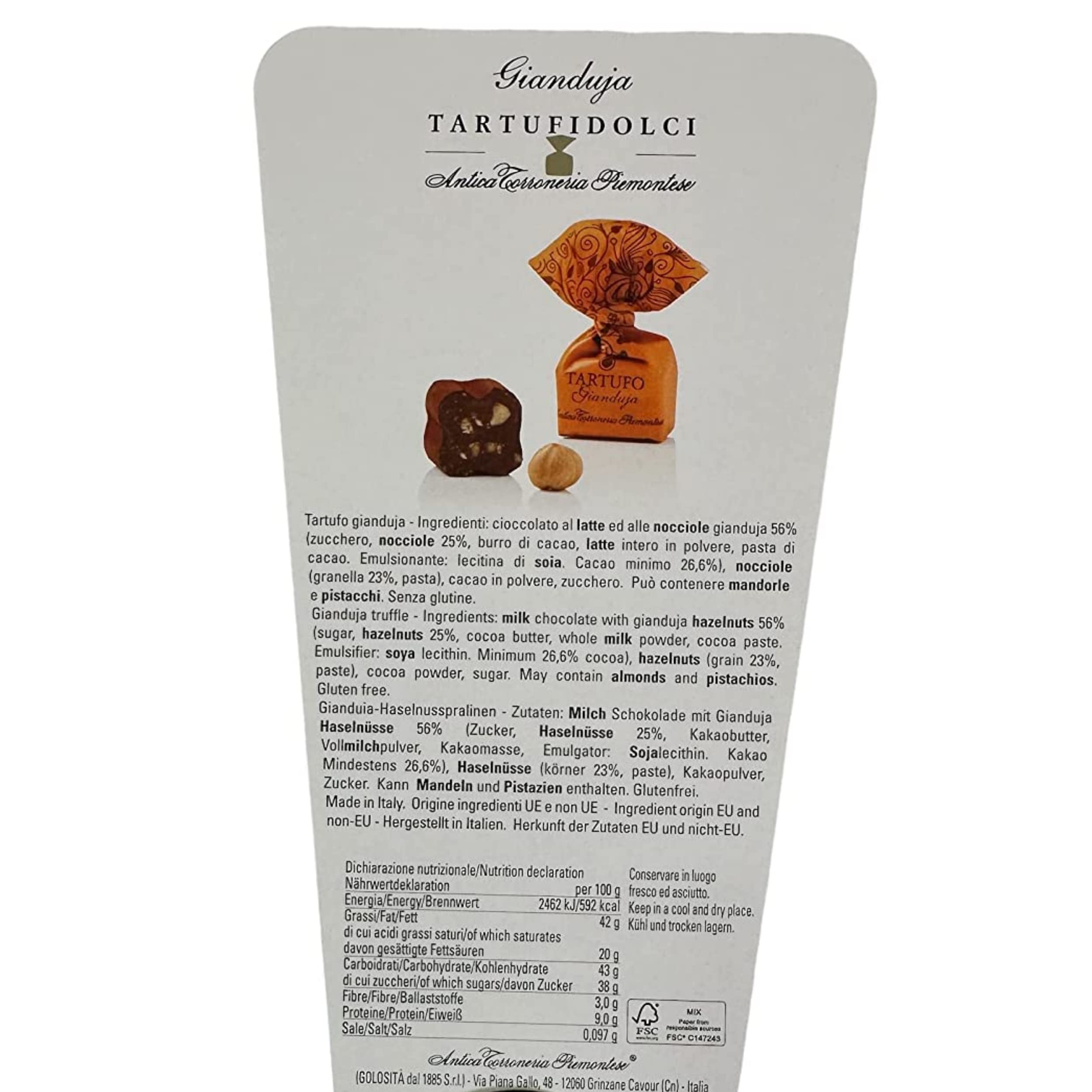 Antica Torroneria Piemontese Tartufi Dolci con Amaretti: Exquisite Trüffelpralinen mit Amarettini-Keksstückchen, Italienische Schokoladentrüffel, 1KG Beutel mit 14g je Praline. KAUKAU Edition.