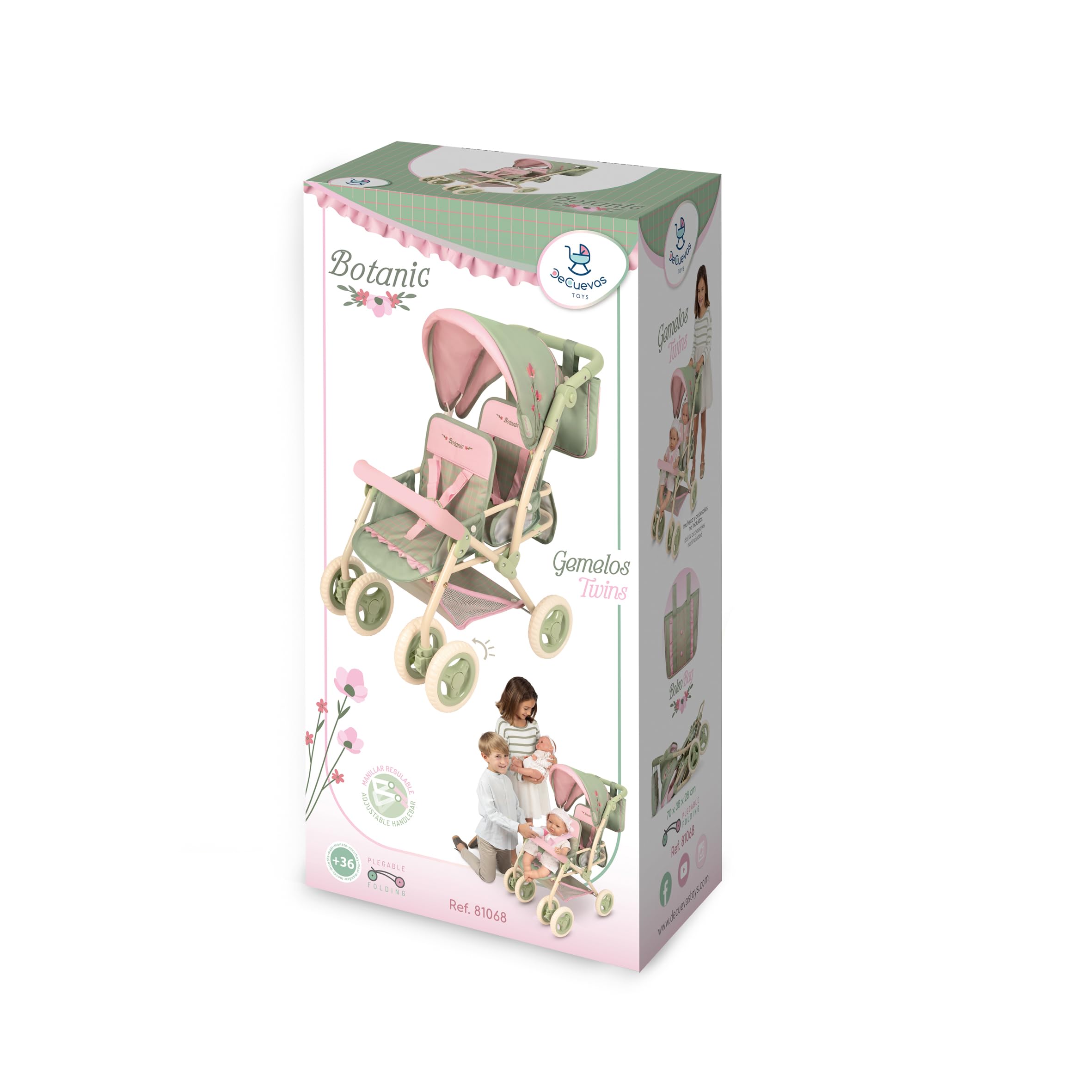 Carro de Muñecas Silla Gemelar Plegable con Bolso Botanic DeCuevas 90368