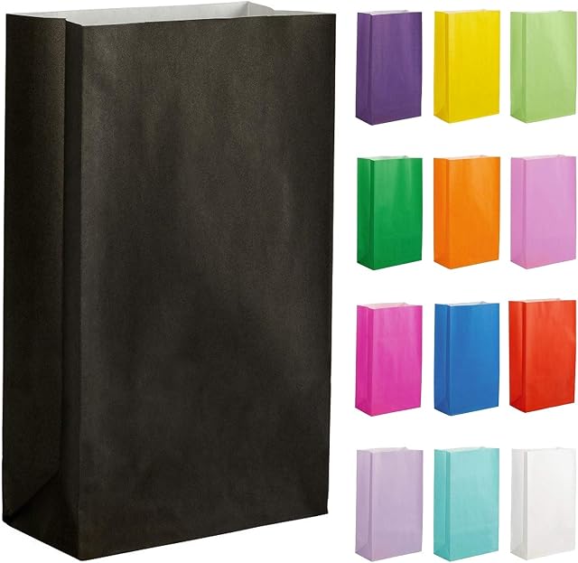 Thepaperbagstore 20 Paper Party Bags, Gift and Sweet Bags - Black - 140x245x70mm