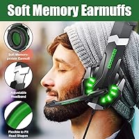 Vista 54 de BENGOO G9000 - Auriculares estéreo para juegos para PS4, PC, Xbox One PS5, cancelación de ruido, auriculares sobre la oreja con micrófono, luz LED