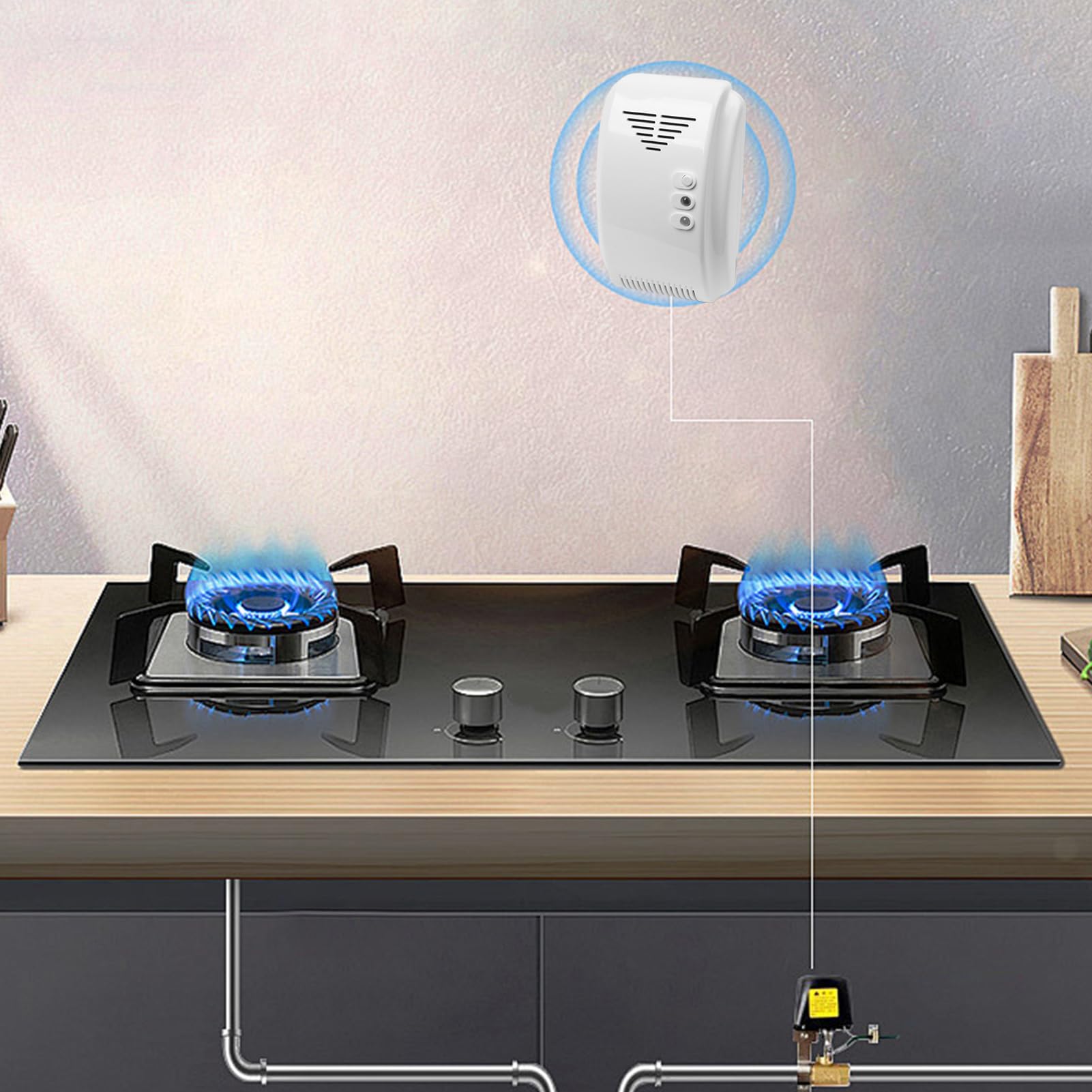 Detectores De Propano: Alarma Fuga Gas, Sensor Seguridad | Monitor Detección Automático, Alerta Audible Alta Precisión, Dispositivo Enchufable Compacto, Gas Portátil para Autocaravana La Cocin