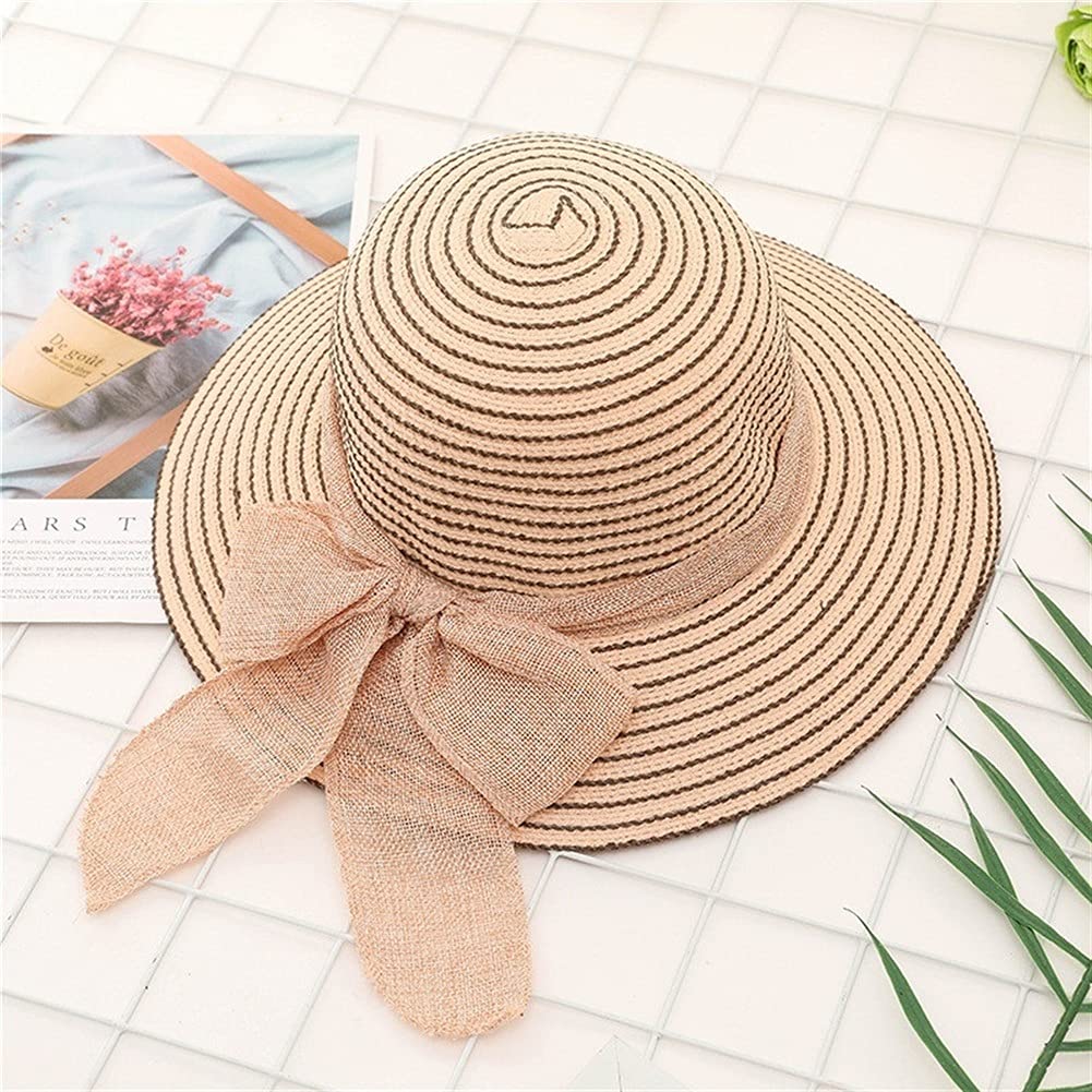 Beach Vacation Fashion Womens Sun Hats Bowknot Visor Caps Hand Made DIY Straw Summer Casual Shade Hat