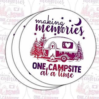 (3 Pcs) Making Memories One Campsite at a Time Vinyl Sticker - Camper Decals for Car, Truck, SUV, RV, Van, Window, Bumper, Wall, Laptop, Tablet, Cup, Tumbler - 3 Inch Waterproof Decal
