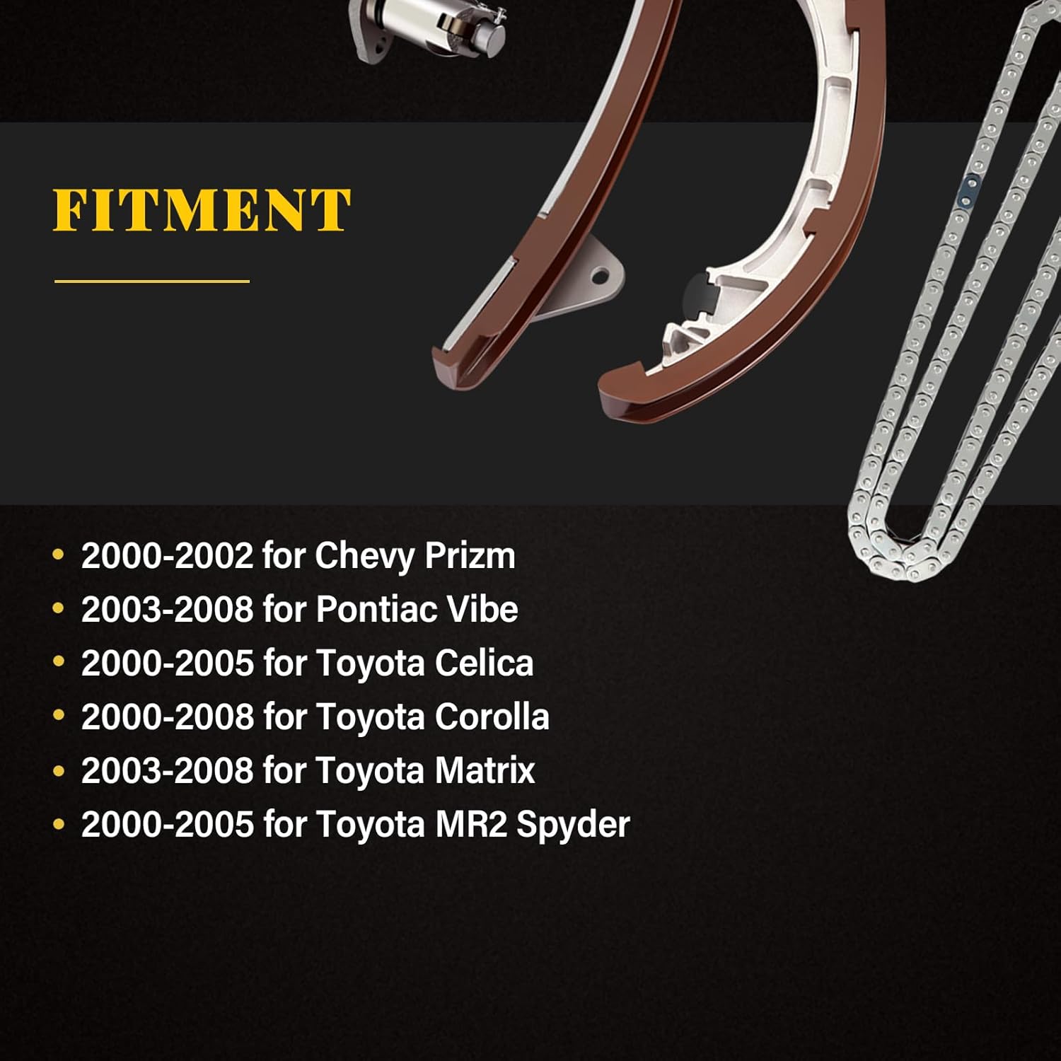 OCPTY Timing Chain Kit Compatible with 2000-2008 for Pontiac for Toyota for Chevrolet Vibe Corolla MR2 Spyder Matrix Celica Prizm 1.8L 9-4200SA