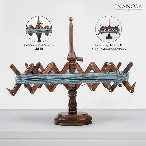 Miniatura 8 de Inanosa Enrollador de bolas de hilo operado a mano, hilo de mesa Swift - Combo de accesorios de ganchillo y tejido de madera  El mejor regalo de