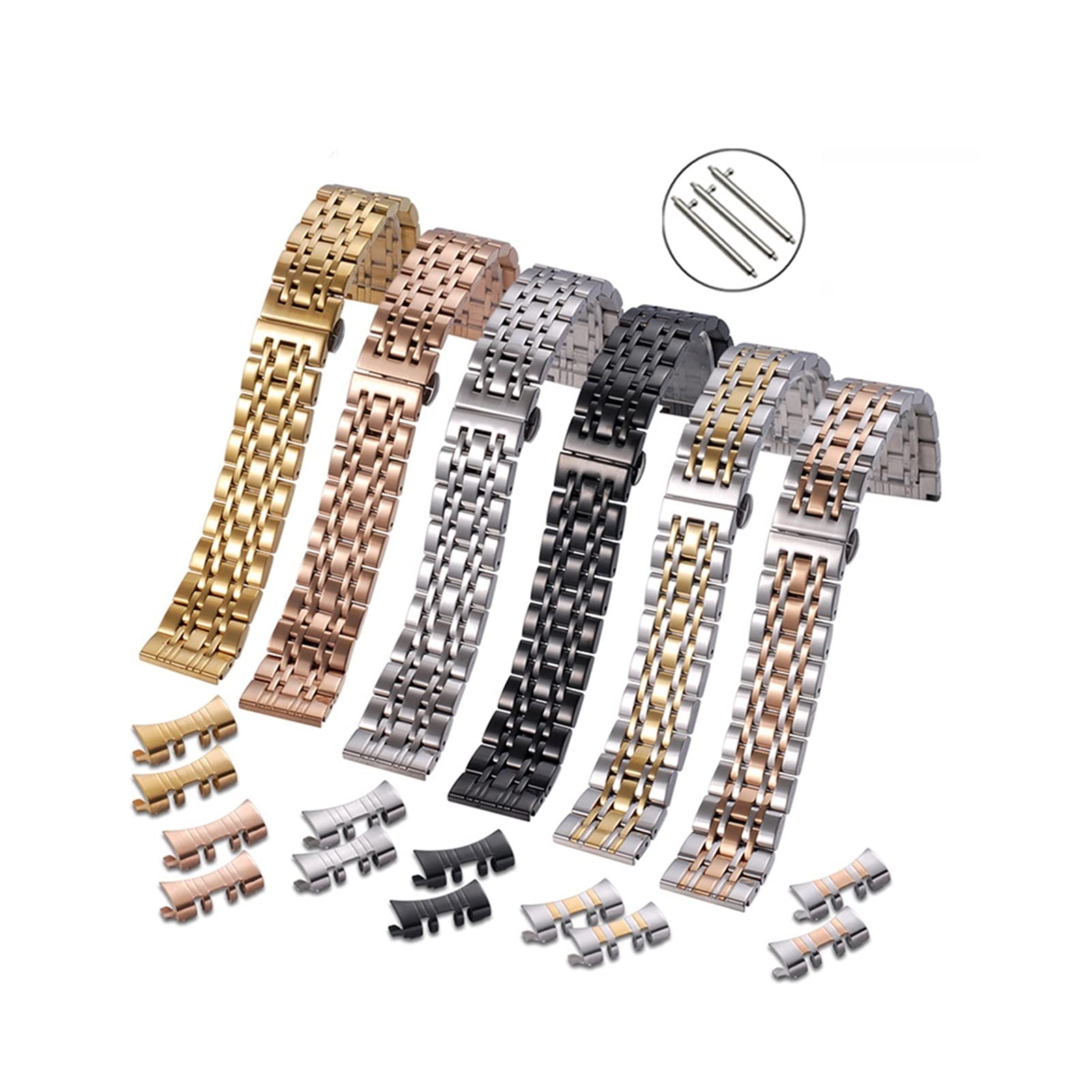 EKSED Uhrenarmband Atmungsaktives Edelstahlarmband aus Metall, austauschbares Armband mit Schnellverschluss aus Edelstahl 12 mm - 26 mm / 18 mm/Silber