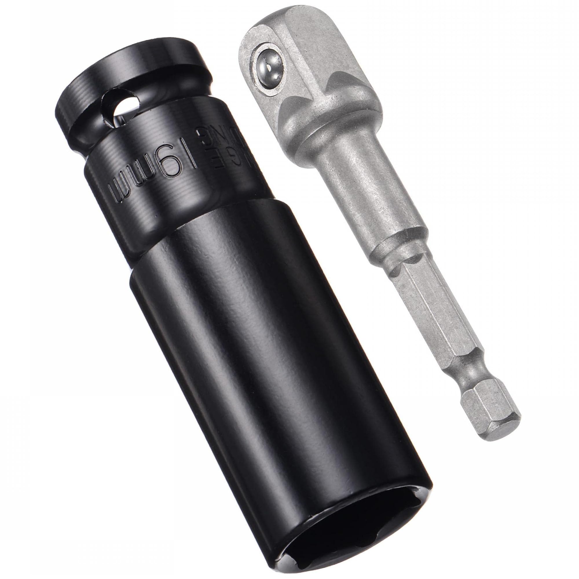 TA-VIGOR 1/2" Drive Socket Accessory Set, 19mm 6-Point Deep Impact Sockets 3" Length and 1/2" to 1/4" Hex Shank Adapters