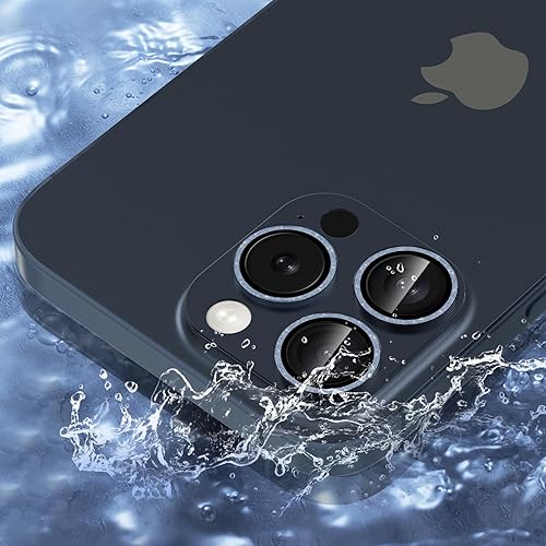 Miniatura 5 de Solnern - Protector de lente de cámara, con diamantes brillantes protección contra caídas cubierta de cristal templado 9H, anillo de metal,