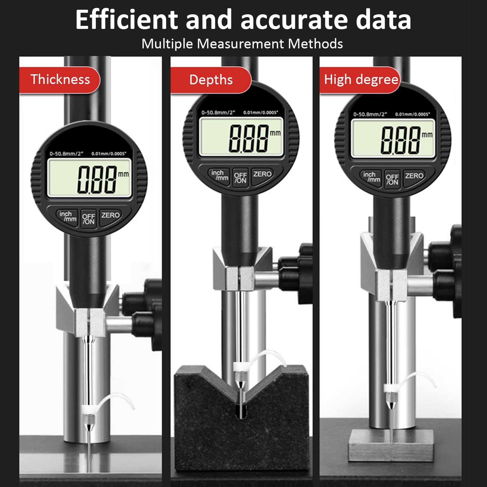 Medidor de altura preciso de 0-12,7 mm, resolución de 0,01/0,005 mm, pantalla digital IP54, instrumento de medición de profundidad