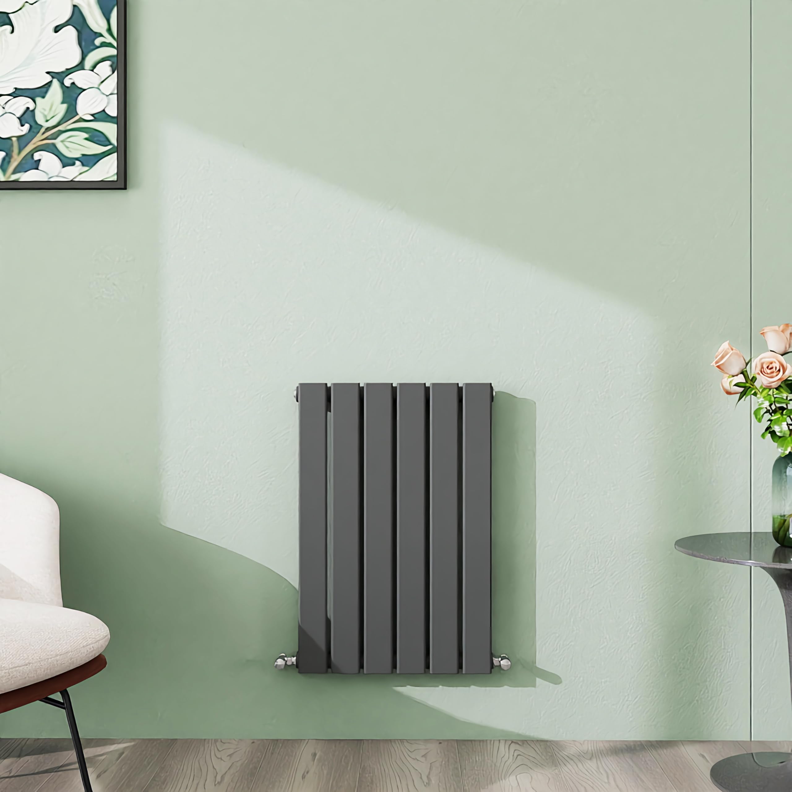Simple Bathroom 600×408mm Anthracite Horizontal Designer Radiator Single Panel Modern Central Heating Flat Panel Radiators