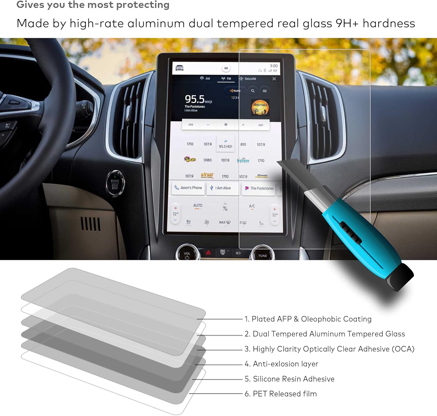 innosure tempered glass ag screen protector designed for ford edge 2021 2022 2023 seselst linetitaniumst navigation 12 inch touchscreen accessorie