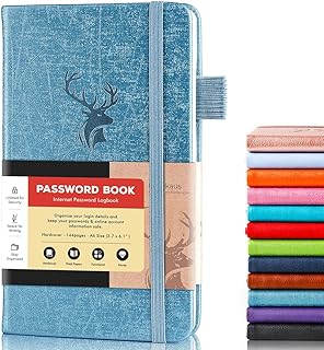 molekaus Password Book with Alphabetical Tabs Small Password Keeper with Extra Password Space to Change Password. Password Notebook for Home or Office for Internet Log In, 6.1 * 3.7in Light blue
