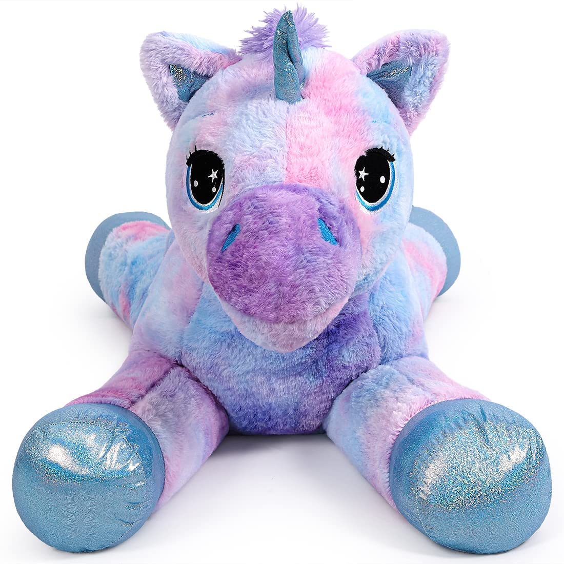 Unicornio Gigante Juguetes Peluche Grande Arcoíris Púrpura Unicornio Animales de Peluche （Azul,80CM