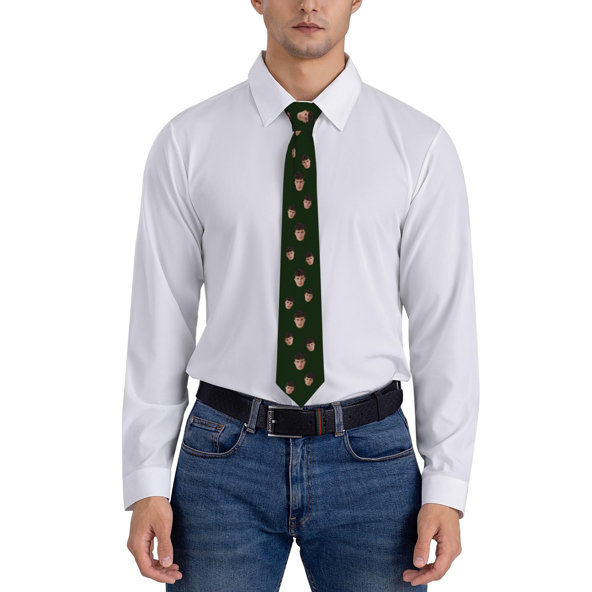 Ayambetus Men's Custom Photo Face Neckties Green Personalised Photo Neckties Custom Face Ties For - Personalized Silk Photo Tie Novelty Necktie For Boyfriend Dad Husband Green