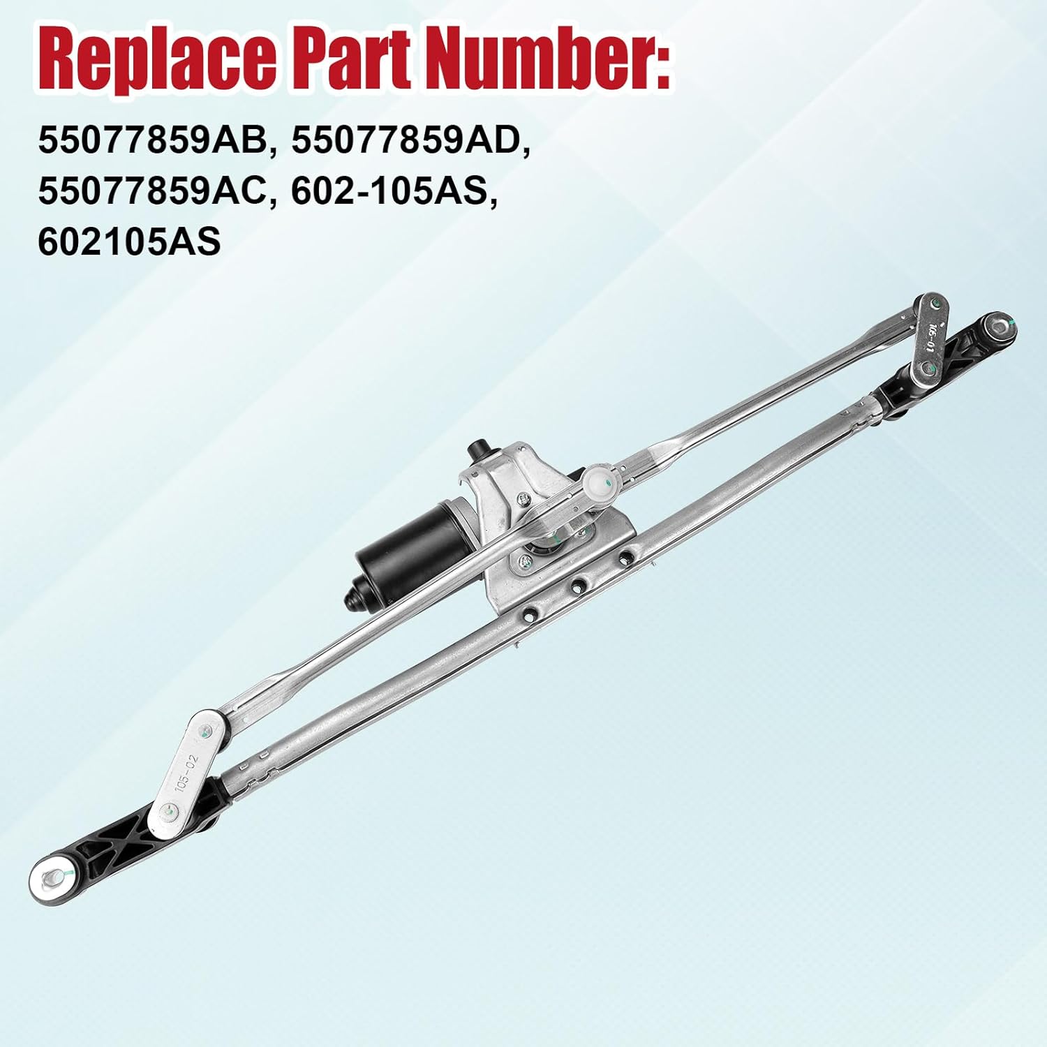 Front Windshield Wiper Motor and Linkage Assembly Compatible with Jeep Wrangler 2007 2008 2009 2010 2011 2012 2013 2014 2015 2016 2017 2018 Replaces 55077859AC