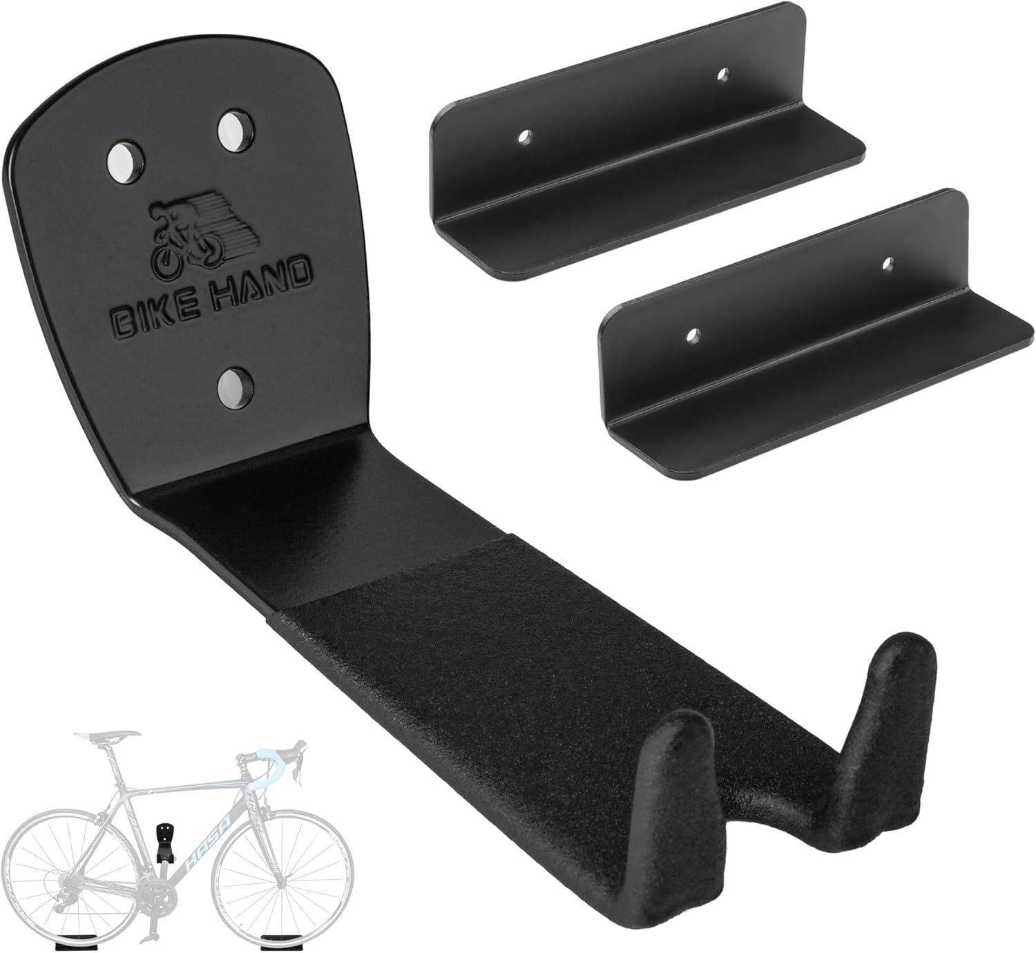 BikeHand Bike Bicycle Cycling Pedal Wall Mount Hangers - Heavy Duty Indoor Storage Stand Hook Rack - Store Your Road, Mountain or Hybrid Bikes in Garage or Home - 3 Pack