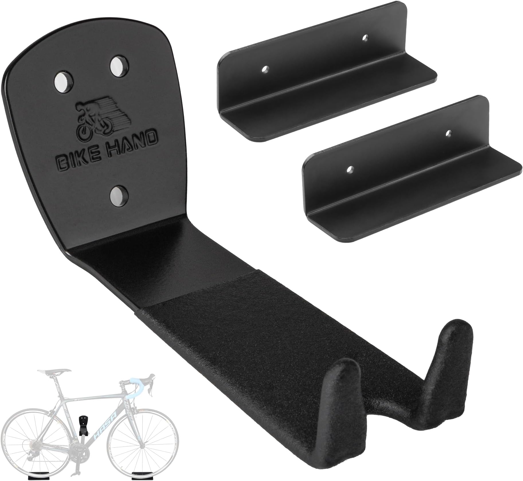 BikeHand Bike Bicycle Cycling Pedal Wall Mount Hangers - Heavy Duty Indoor Storage Stand Hook Rack - Store Your Road, Mountain or Hybrid Bikes in Garage or Home - 2 Pack